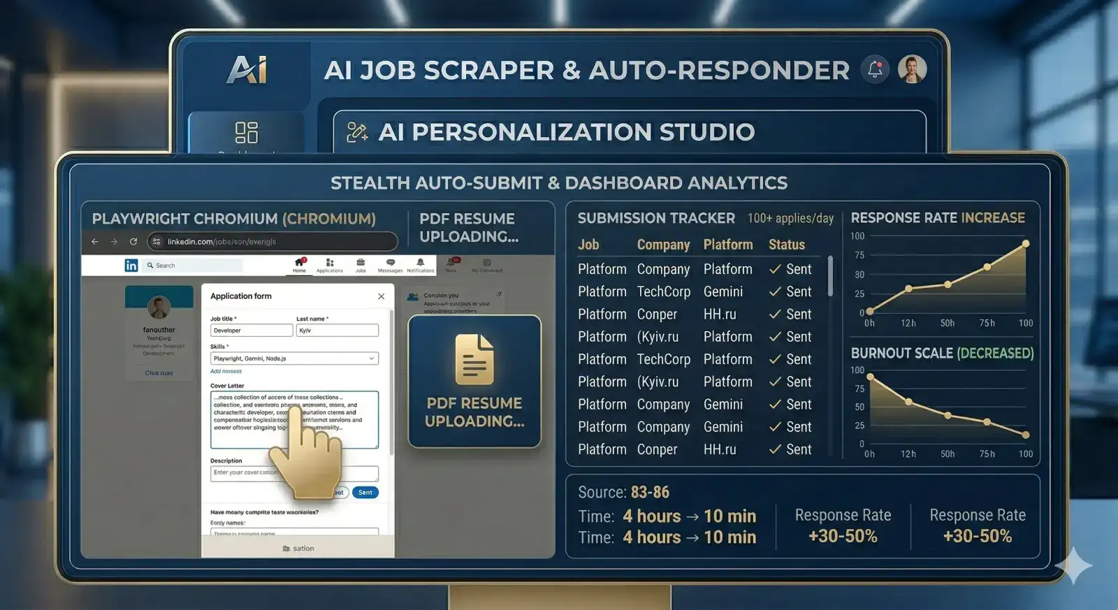Stealth auto-submission and analytics dashboard